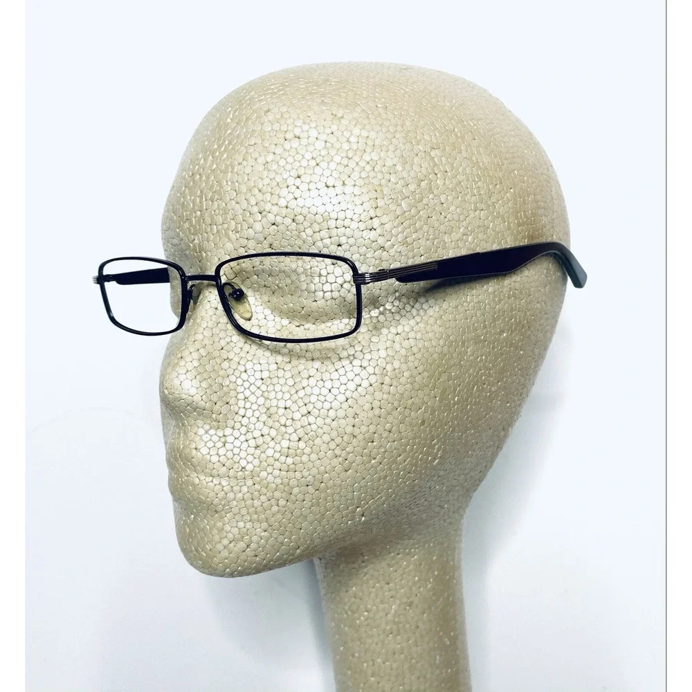Prada Men Black Rectangular Glasses Red Accent Temples Italy 52 16 140